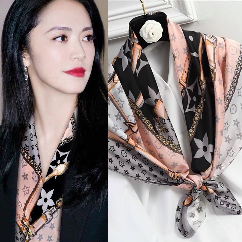 Khăn Choàng Lụa Hình Vuông Cỡ Lớn 90x90 Phong Cách Thu Đông 2022 Thời Trang