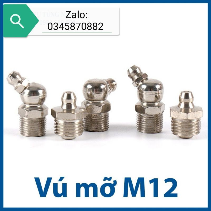 Combo 10 chiếc vú mỡ M12 thẳng /cong 45 độ / cong 90 độ loại tốt màu trắng