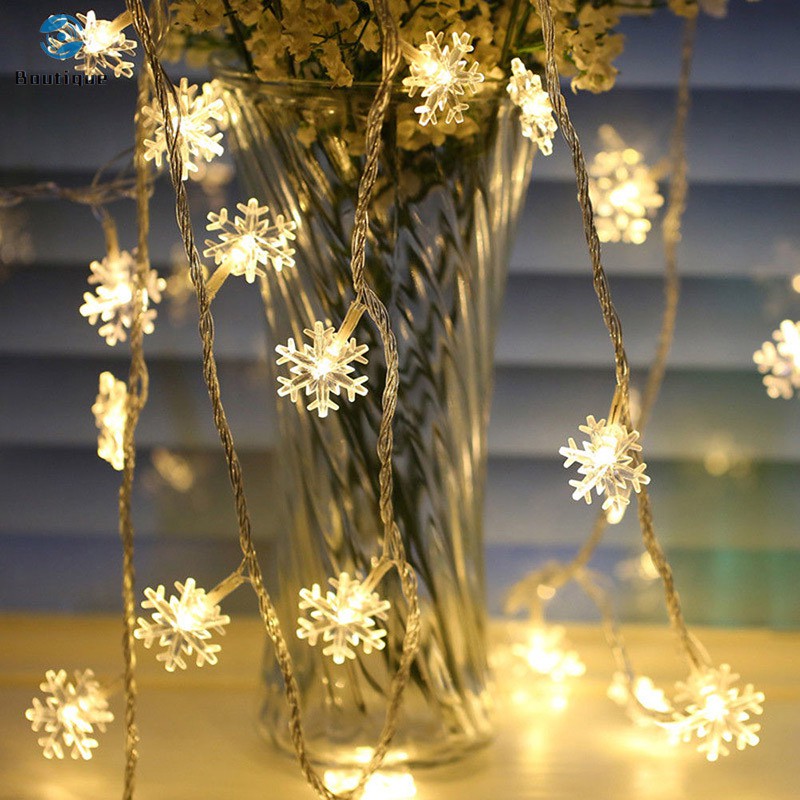 ✿♥▷ 20LED 3M String Fairy Lights Battery Power Snowflake Christmas Tree Party Home Decor