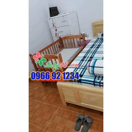 Nôi gỗ ru tự động cao cấp 4 in 1: nôi, giường, cũi, võng - Có cửa mở VieNoi
