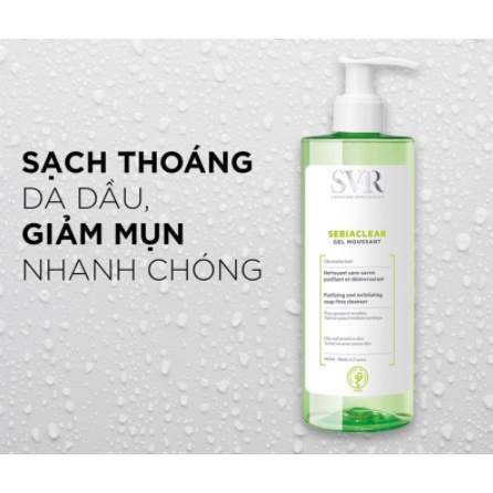 [Mã 55FMCGSALE1 giảm 10% đơn 250K] Sữa Rửa Mặt SVR Sebiaclear Gel Moussant 400ml Cho Da Dầu Mụn