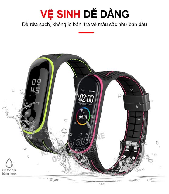 Dây đeo miband thay thế cho Xiaomi Miband 3 Xiaomi Miband 4 vân chạm phối chỉ màu siêu mềm