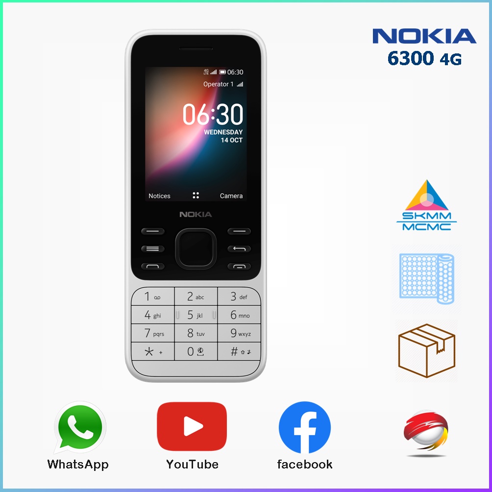 Điện thoại Nokia 6300 4G - 2 sim mới 100% hàng chuẩn công ty Fullbox - Pin khỏe , sóng khỏe