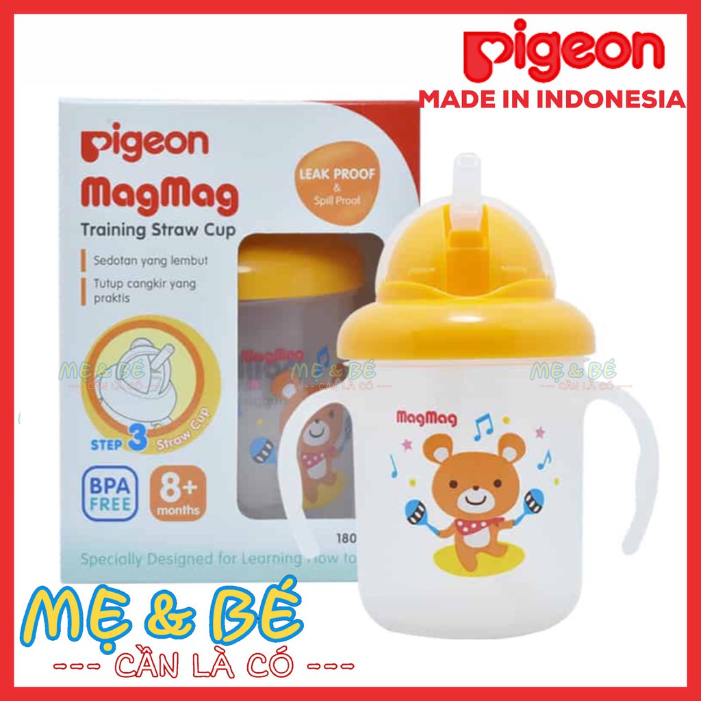 BÌNH TẬP UỐNG ỐNG HÚT CHO BÉ PIGEON 180ML