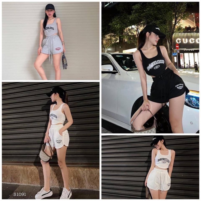 SET ÁO CROPTOP BA LỖ KÈM SHORT