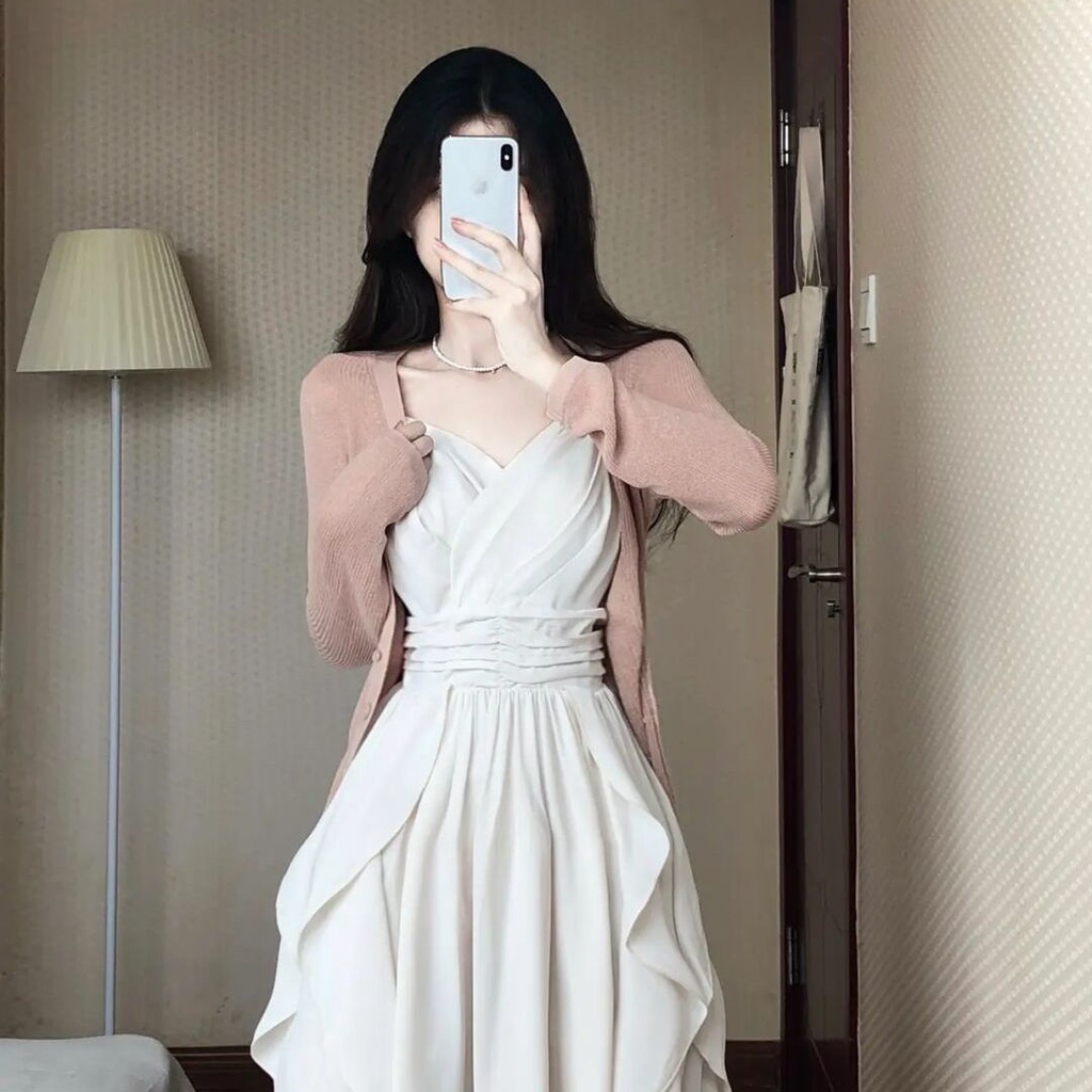 Set Đầm Hai Dây Họa Tiết Sọc Caro Ngọt Ngào Thời Trang