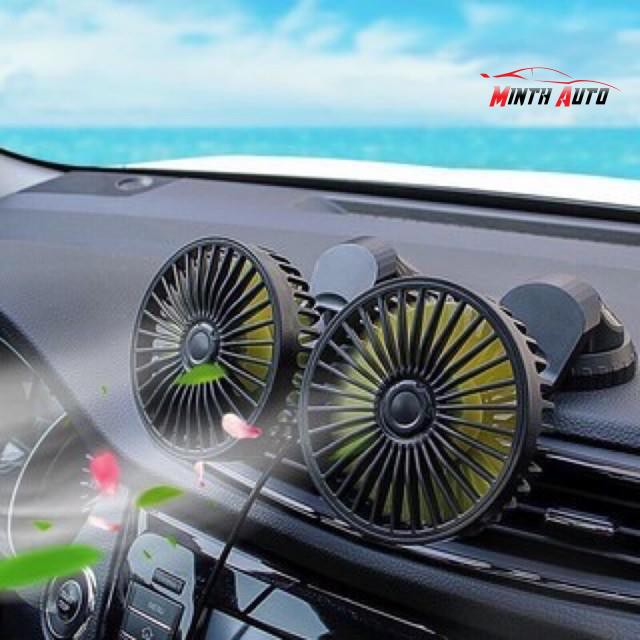 [ Hàng mới về ] quạt đôi mini 12v cắm tẩu usb trên ô tô - quạt siêu mát cực thơm Minh Thu Auto