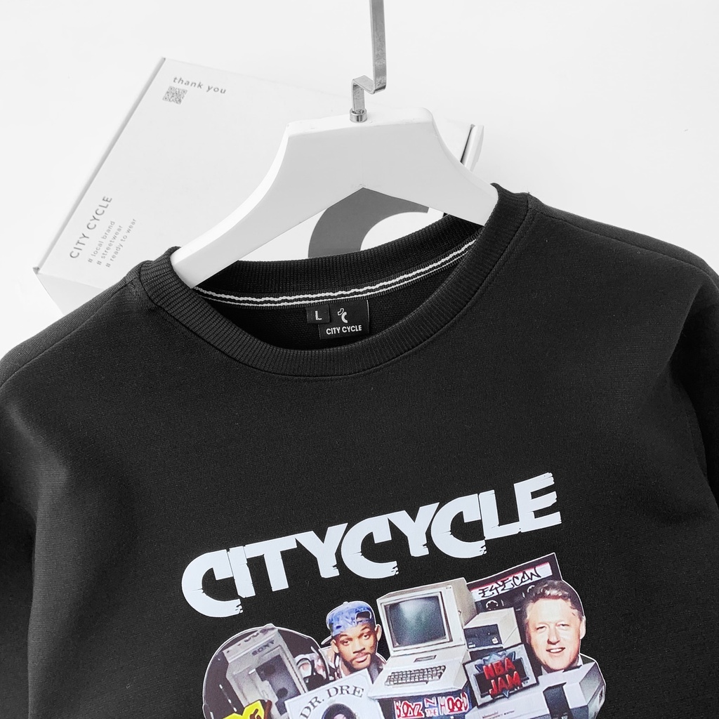 Áo sweater 1990s City Cycle nỉ da cá cotton form rộng oversize unisex Local Brand
