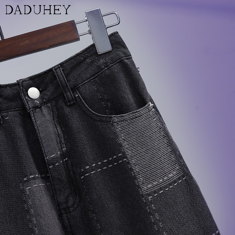 Daduhey Quần jeans nữ lưng cao ống đứng thời trang 2021