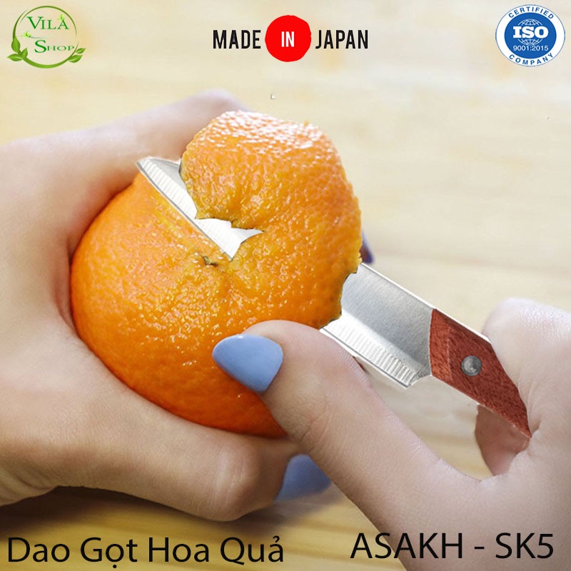 Dao Kéo Gọt Hoa Quả Cán Gỗ, Dao Nhật Nội Địa ASAKH - SK5 Chuyên Gọt - Cắt Hoa Quả Chất Liệu Inox Siêu Sắc