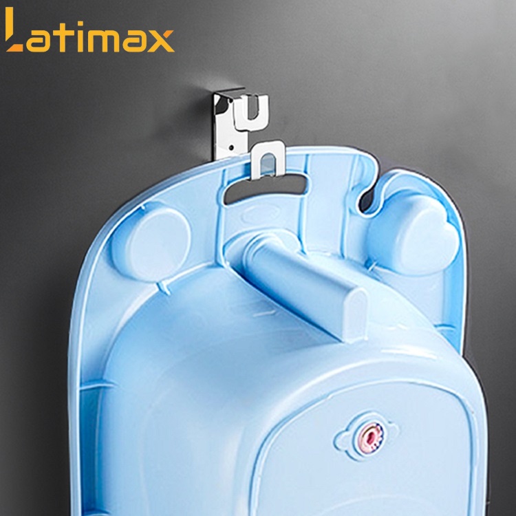 Móc treo thau chậu dán tường Inox 304 Cao cấp Latimax MTC3 - Tặng kèm keo dán chuyên dụng