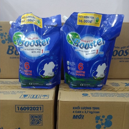 Combo 4 Túi loại 3.7kg/túi nước giặt xả 2IN1 Booster hương hoa thiên nhiên