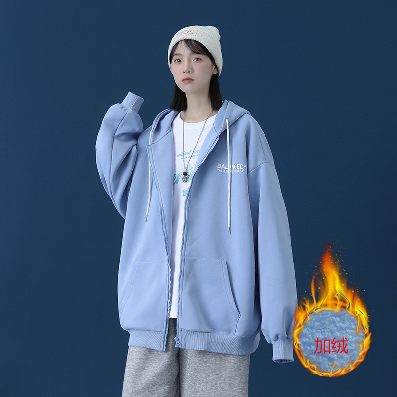 Áo khoác cardigan IFNICEFUTURE lông nhung có mũ trùm đầu kích thước lớn cho nam và nữ - Hàng mới về