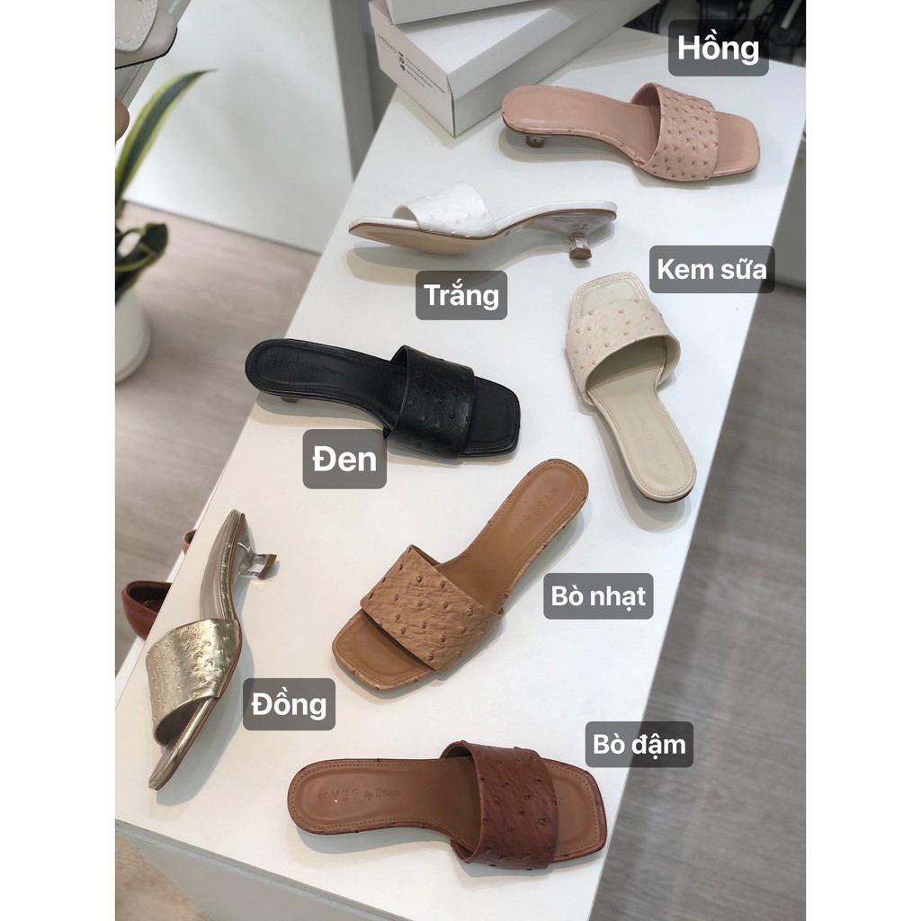 Giày guốc nữ quai ngang giả da đà điểu gót trong 3cm thời trang MYSS - SU107