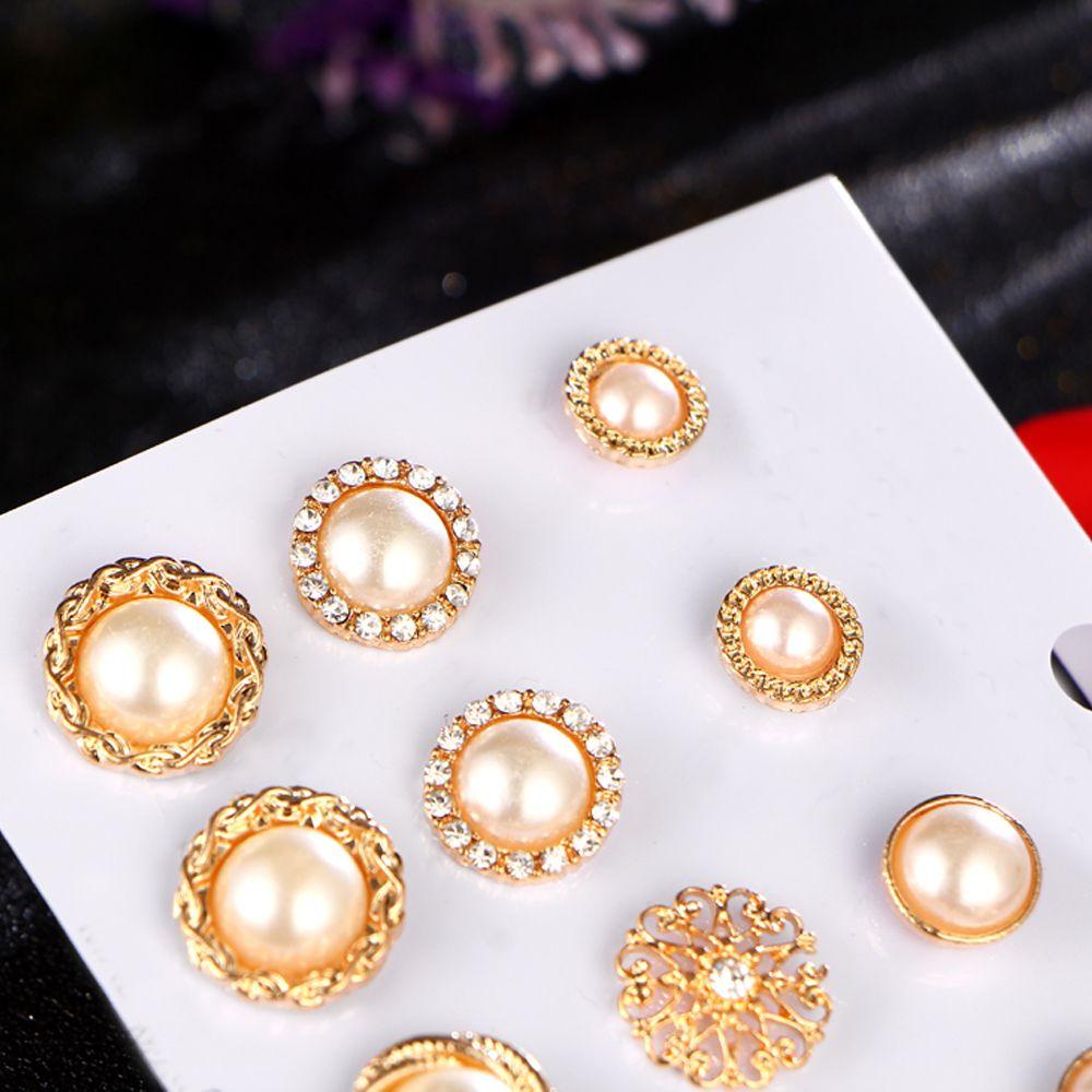 EUCA Set 6 Đôi Khuyên Tai Hoa Hồng Đính Đá Pha Lê