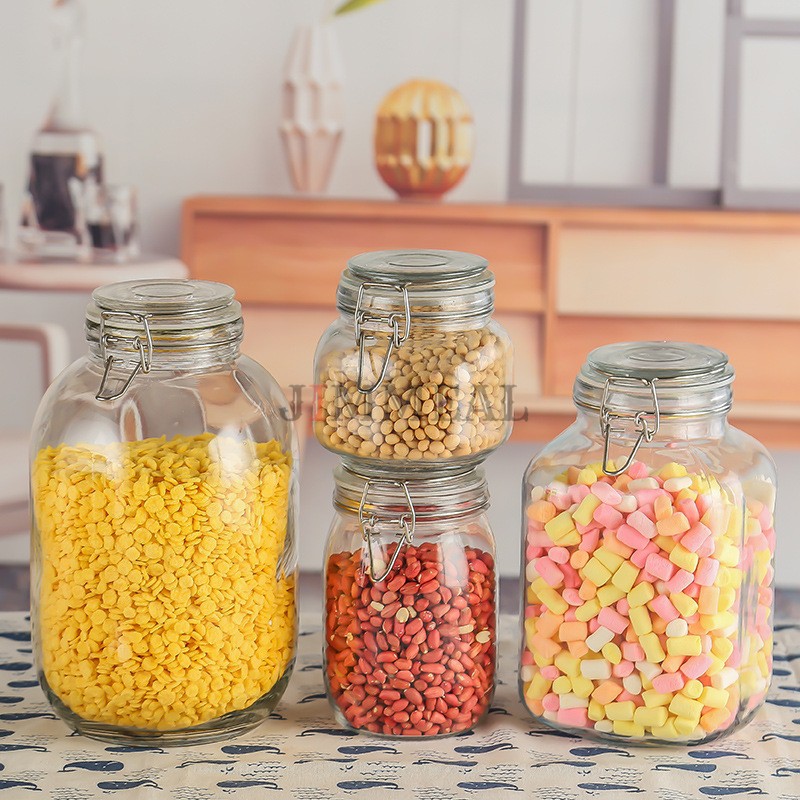 [Sỉ] Hũ Thủy Tinh, Lọ Thủy Tinh Nắp Cài Kín Hơi Đế Vuông Jimmeal Có Gioăng Cao Su 150 300 500 750 1000 1500 2000 3000ml | BigBuy360 - bigbuy360.vn