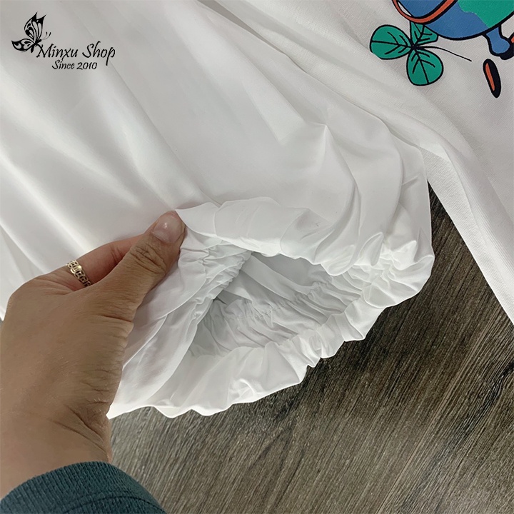 Áo thun trắng ONLY  nữ tay ngắn vai bồng sang chảnh tiểu thư, mùa hè thời trang đường phố hàn quốc Minxu shop OC07