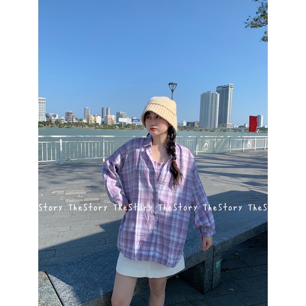 [STR] Set áo sơ mi caro mix 2 dây nhún S509