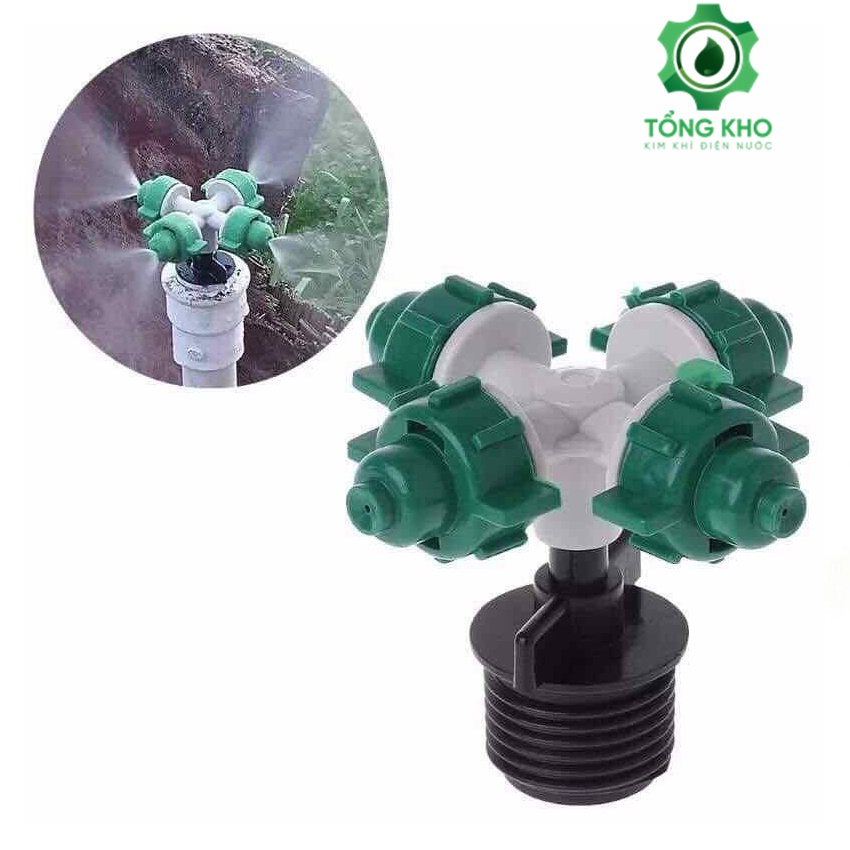 Béc phun sương màu xanh 4 hướng chân ren 21mm - Tổng kho kim khí điện nước