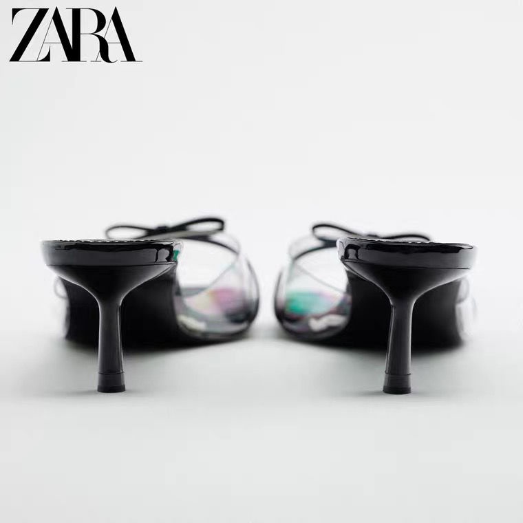 Giày Cao Gót Zara 2022 Quai Trong Suốt Thắt Nơ Xinh Xắn Thời Trang Hè Cho Nữ
