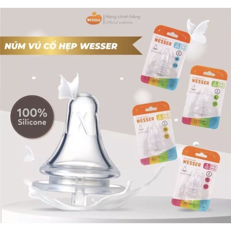 Núm cổ hẹp Wesser +, S, M, L