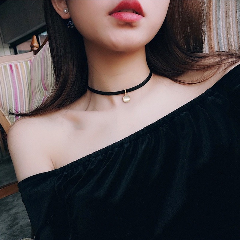 Vòng Cổ Choker Da Đính Đá Thời Trang Cá Tính Dành Cho Nữ