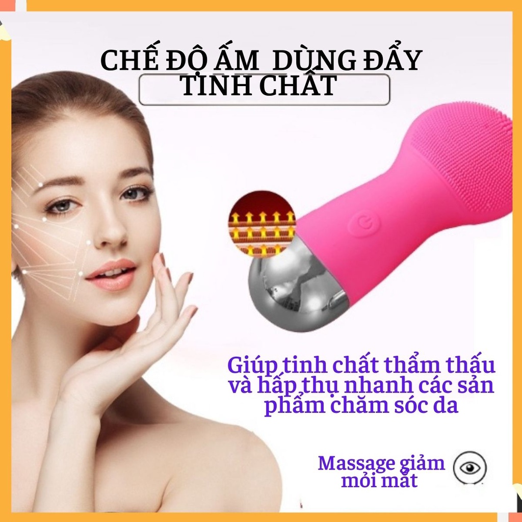 Máy Rửa Mặt Mini Máy Mát Xa Mặt Cầm Tay, Mát Xa Mắt, Đẩy Tinh Chất Nóng Lạnh Cao Cấp Sạc Điện L1919 Giúp Sạch Sâu Da