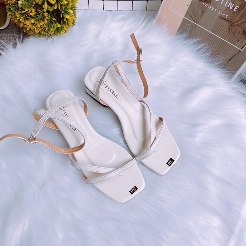 [Hàng có sẵn] Giày SANDAL cao gót quai mảnh xỏ ngón chéo gót xuông 4p siêu hot