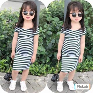 Đầm body sọc mặc 2 kiểu