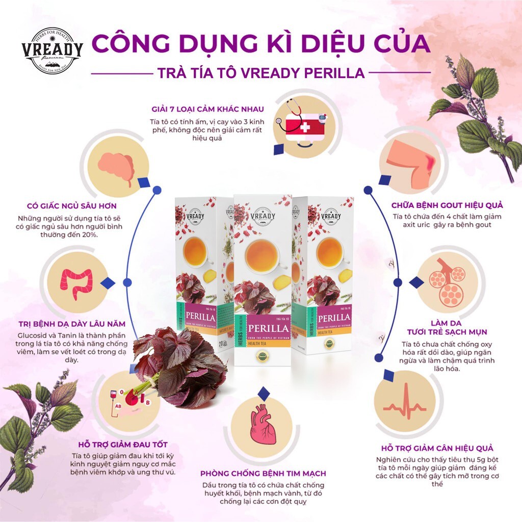 Trà Thảo Mộc Tía Tô VREADY Thanh Nhiệt - 40g
