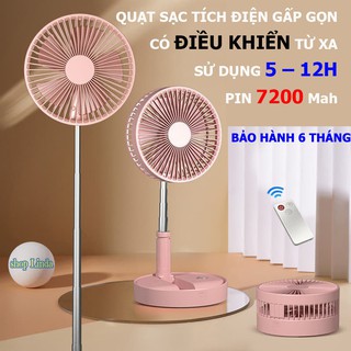 Quạt tích điện gấp gọn CAO CẤP, quạt để bàn đa năng pin 7200, 4 chế độ gió cực mạnh (KÈM ĐIỀU KHIỂN TỪ XA)
