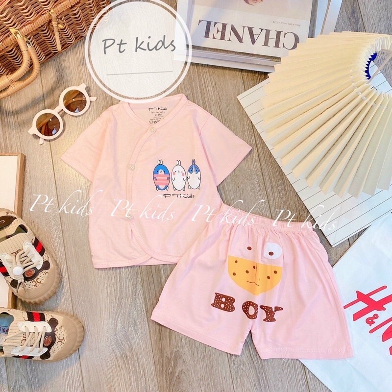 BỘ QUẦN ÁO SƠ SINH CÀI CHÉO TAY NGẮN SIÊU MỀM MẠI