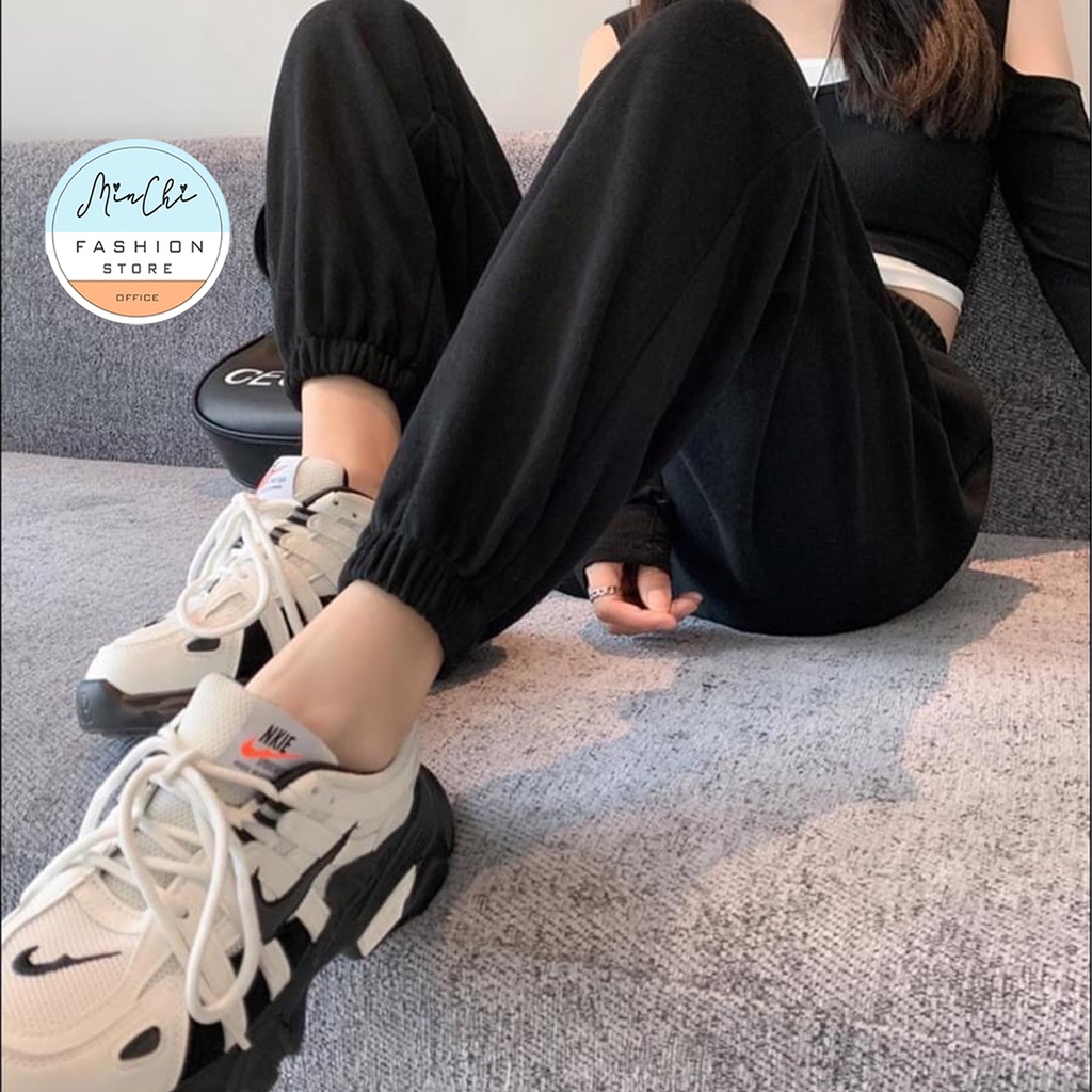 NEW_Quần Jogger Nỉ Tăm Nữ Minchi Bo Gấu Cạp Chun Cao Thể Thao Style Năng Động