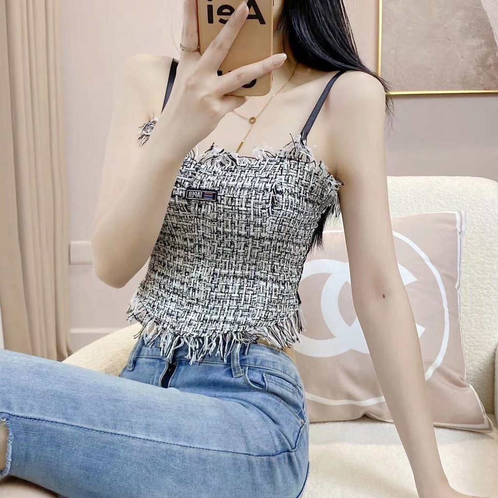 Áo bra ren 2 dây thiết kế họa tiết có đệm ngực dáng croptop chất liêu thun co giản YUKI STORE 2258