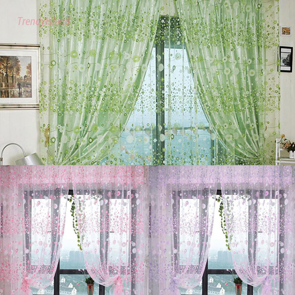 rèm cửa sổ Vải Tuyn In Hoa Kích Thước 200x100cm