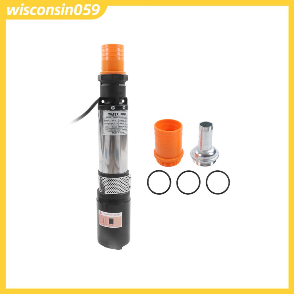 Máy bơm nước năng lượng mặt trời DC 12V Động cơ dây đồng Cao nâng bằng thép không gỉ Giếng chìm 180W