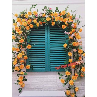  Hoa giả - dây hoa hồng leo cao cấp- thân cổ dài 2 -3met trang trí nhà cửa nội thất siêu đẹp. 