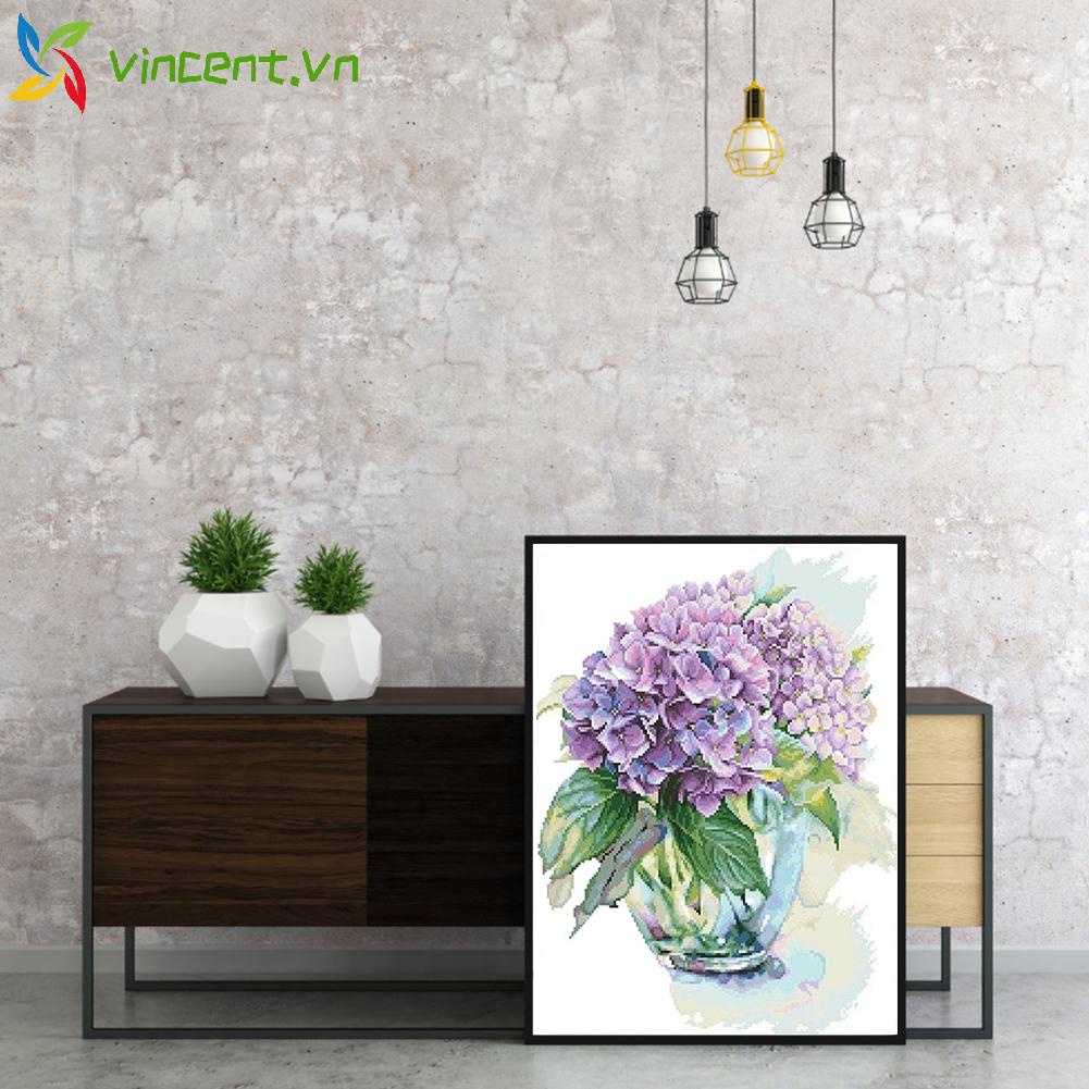 Bộ tranh thêu chữ thập 11CT hình hoa cẩm tú cầu