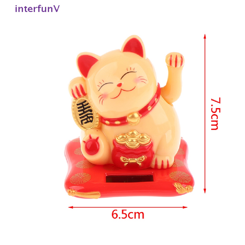 [InterfunV] Đồ Trang Trí Xe Hơi Hình Mèo May Mắn Maneki Neko Vẫy Cánh Tay Chạy Bằng Năng Lượng Mặt Trời [Mới]