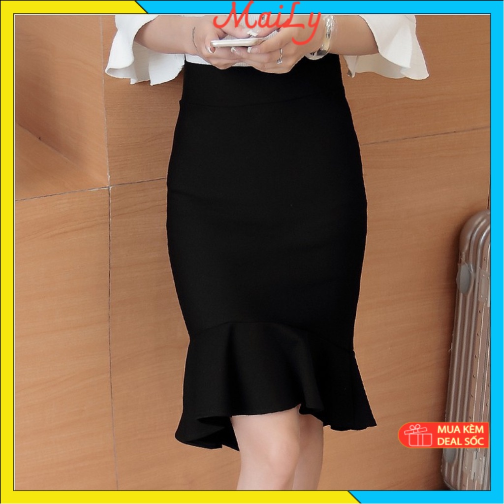 Chân váy đuôi cá công sở dài qua gối vải tuyết mưa sang xịn mịn, lên dáng cực xinh - MC304 MAILY
