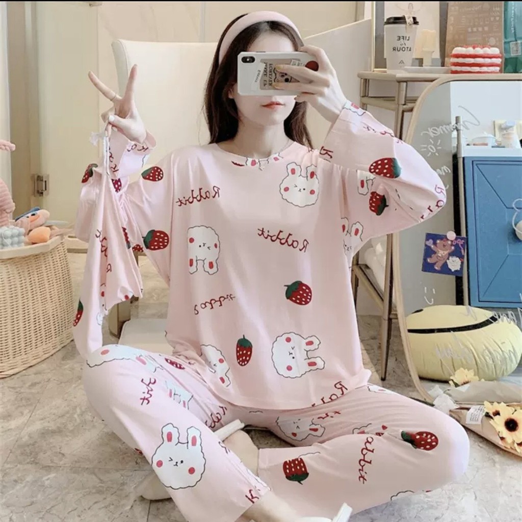 Đồ Bộ Nữ Thun Tay Dài Quần Dài Co Dãn 🍀 Bộ Mặc Nhà Dài Tay ( TẶNG kèm TÚI) | BigBuy360 - bigbuy360.vn