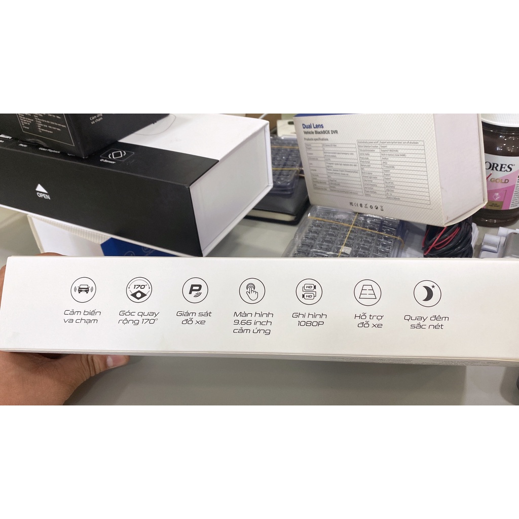 Camera hành trình Acumen D10+ màn hình 9.66 inch, cảm ứng, Full HD, quay đêm - Camera hành trình gương | BH 12 Tháng