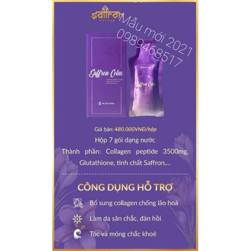 Collagen saffron Colax cô đặc dạng nước hàm lượng collagen cao uống đẹp da