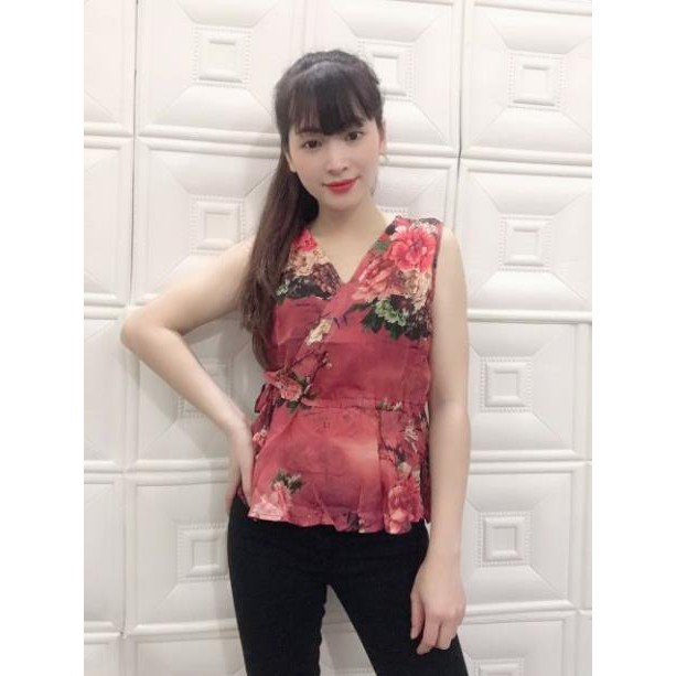 Áo lụa giấy vạt chéo nơ eo xinh xắn hot hit