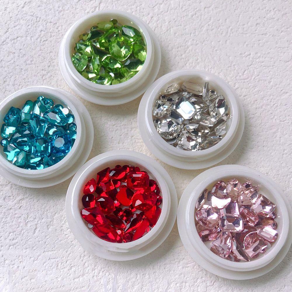 QQMALL Phụ Kiện Trang Trí Móng Tay 3D Nhiều Màu Sắc Họa Tiết Trái Tim Đính Đá Xinh Xắn