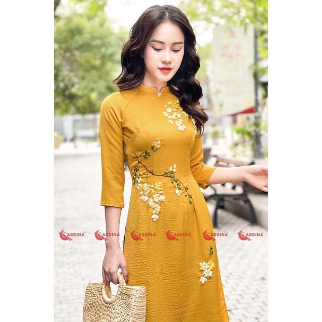 Áo dài cách tân nữ CARDINA cao cấp chất lụa Nhật, dịu dàng cùng tà áo phụ nữ Việt, màu sắc tươi trẻ