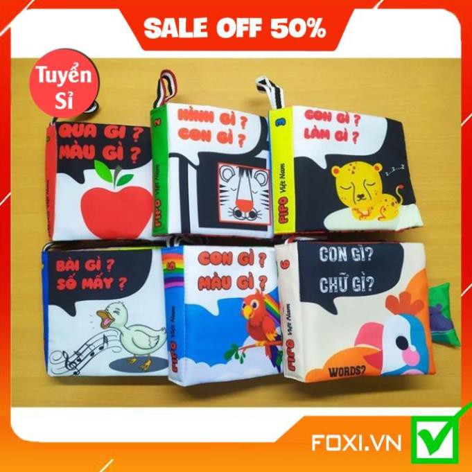 Sách vải song ngữ Thông minh Foxi-kích thích Ngũ quan giúp bé tăng Trí tưởng tượng-Dễ dàng vệ sinh