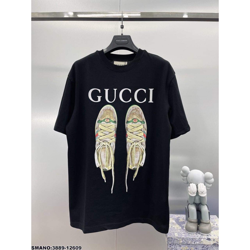 Áo thun Nam nữ ,tay lỡ Đôi Giày Gu*cci  hot trend, form nam nữ unisex oversize