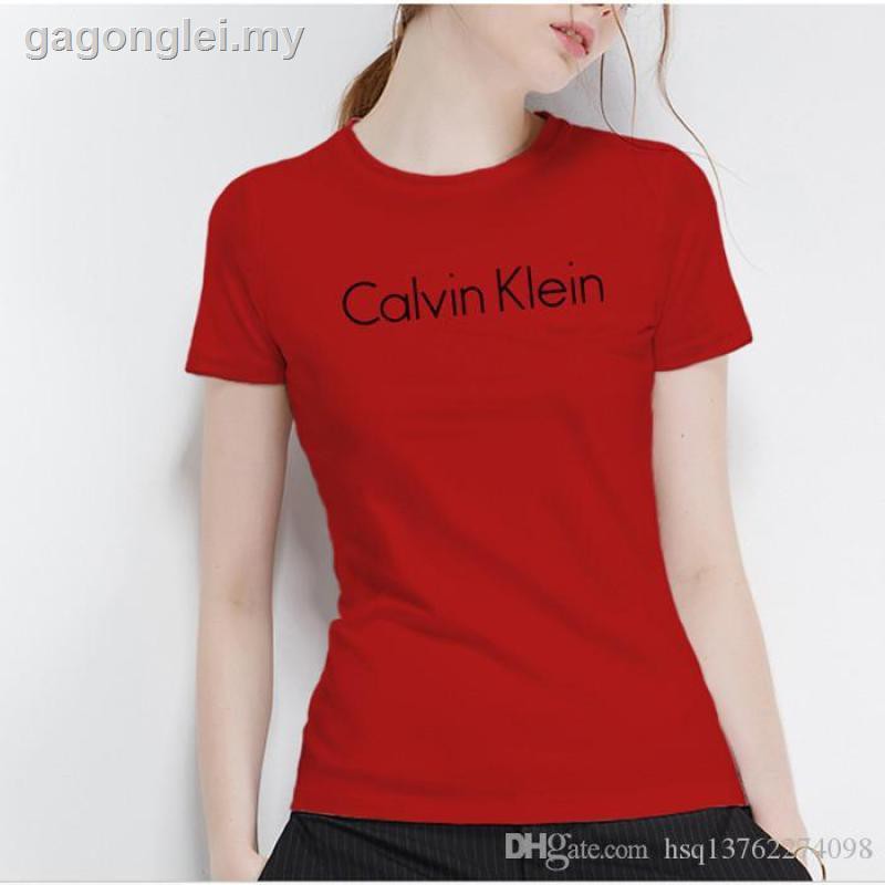 Calvin Klein Áo Thun Tay Ngắn Cổ Tròn Dáng Rộng Chất Liệu Cotton Nhiều Màu Sắc Thời Trang Mùa Hè Cho Nữ