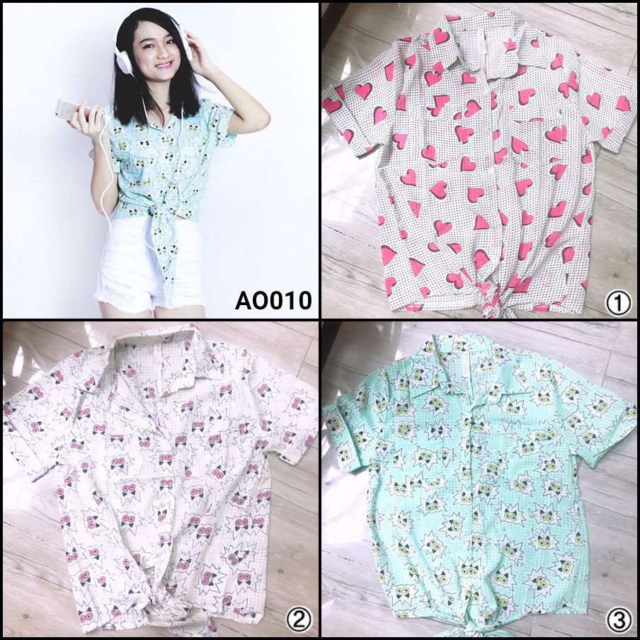 Áo sơmi thời trang nữ tay ngắn Thái Lan AO010 | Shopee việt Nam